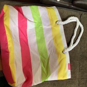 NWOT Clinique beach bag striped